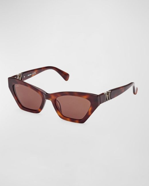 Max Mara Brown Monogram Acetate Cat-eye Sunglasses