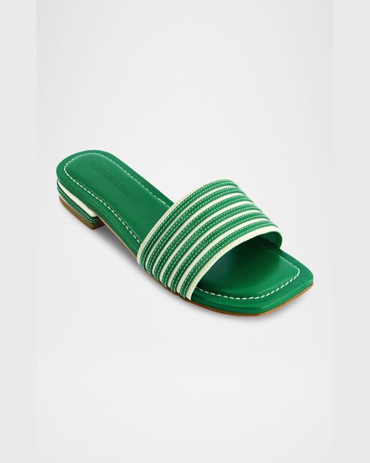 Bernardo Green Myko Bicolor Flat Slide Sandals