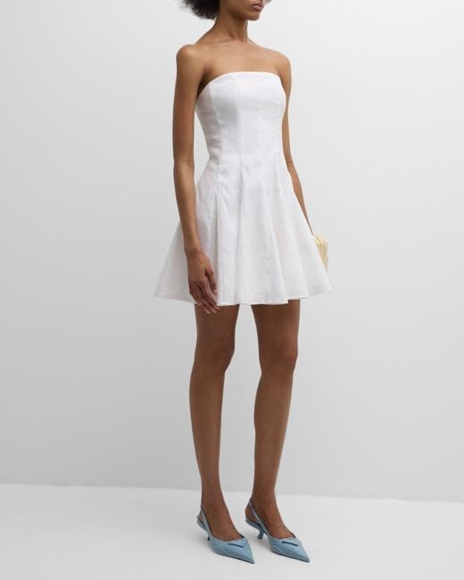MILLY White Cameron Strapless Godet Mini Dress