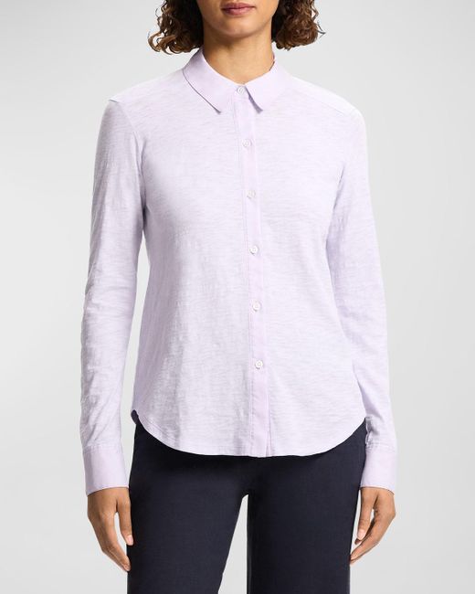 Theory White Riduro Organic Cotton Button-Down Shirt