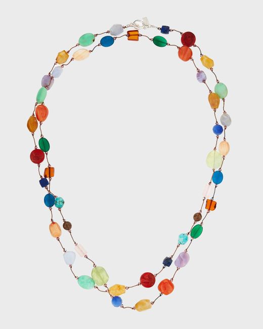 Margo Morrison Multicolor Carnival-Stone Long Necklace, 53"L