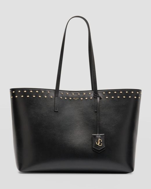 Jimmy Choo Black Nine2Five Studded Leather East-West Tote Bag