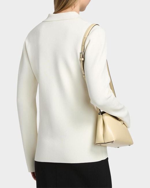 Totême White Compact Knit Buttoned Top