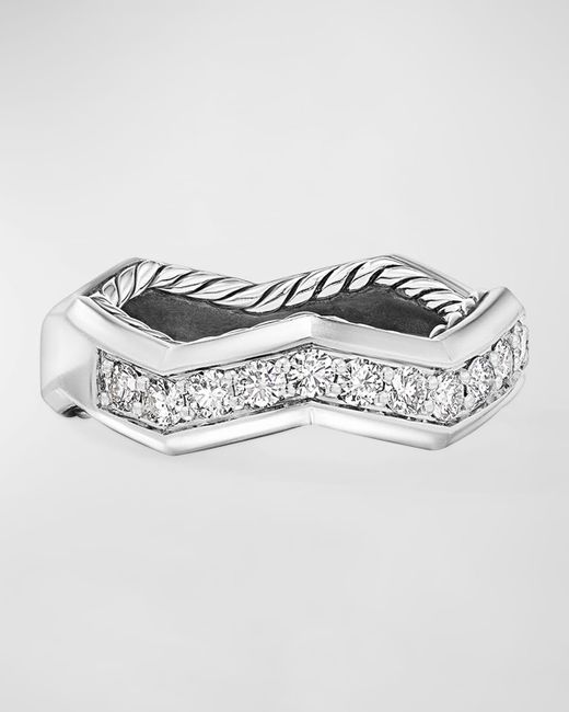 David Yurman Metallic Pave Stax Ring With Diamonds In Silver, 5mm