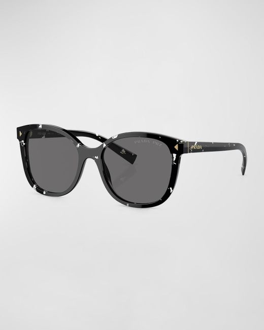 Prada Black Pr 22Zs Logo Square Acetate Sunglasses