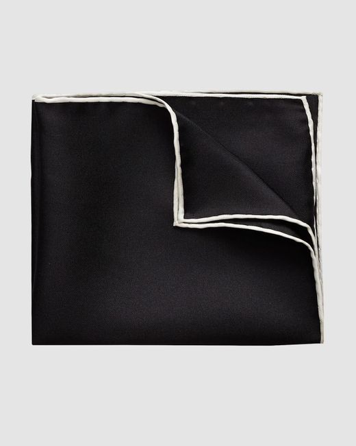 Eton of Sweden Black White Silk Pocket Square for men