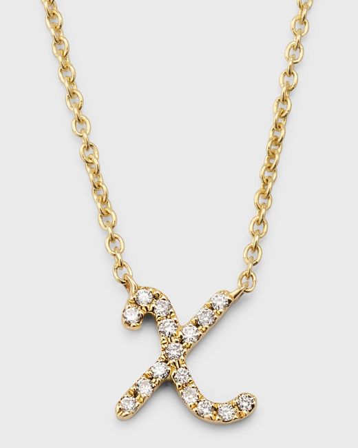 Sydney Evan Metallic 14k Diamond Pave Initial Necklace