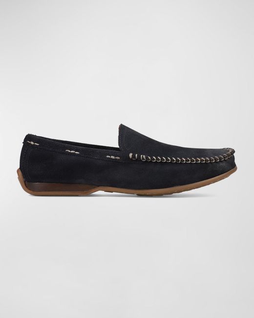 Frye Black Lewis Leather Venetian Loafers for men