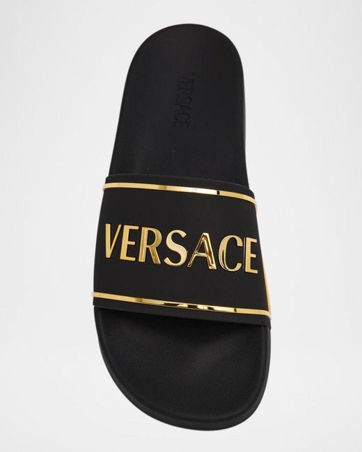 Versace Black Apos;S Logo Slide Sandals for men