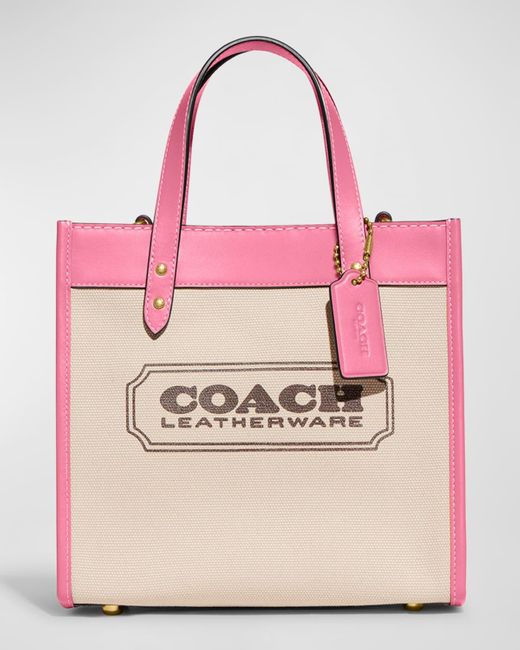 COACH Pink Field 22 Logo Canvas Tote Bag