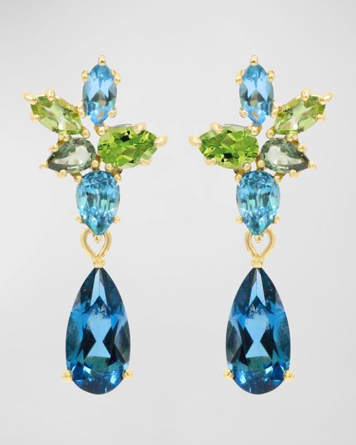 Stevie Wren Blue The Starlet 18k Cluster Gemstone Drop Earrings