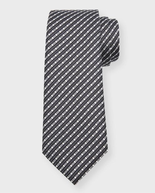 Giorgio Armani Multicolor Silk Jacquard Geometric Stripe Tie for men
