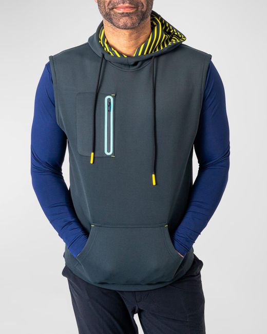 Maceoo Blue Hooded Golf Vest for men