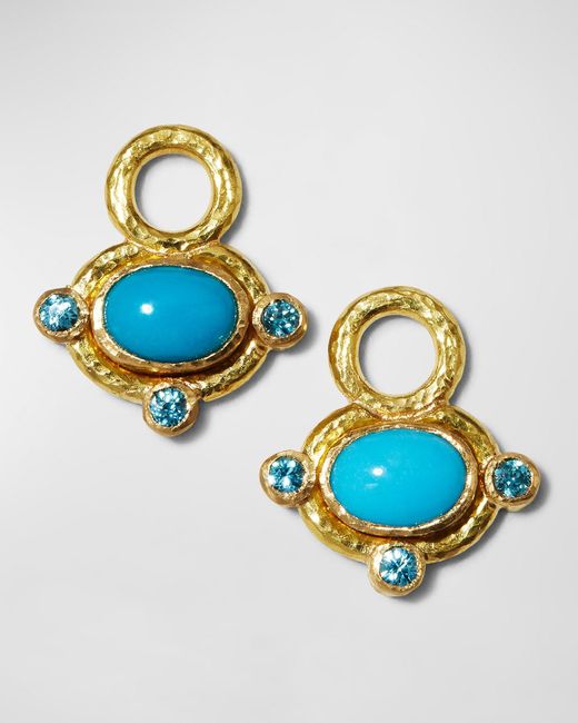 Elizabeth Locke Blue 19k Cabochon Turquoise Earring Pendants