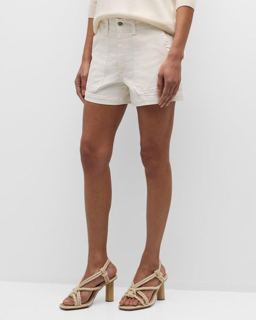 AG Jeans White Analeigh Denim Utility Shorts