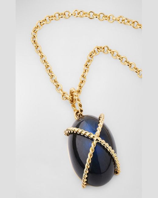 Verdura Metallic 18K Wrapped Pebble Pendant Necklace