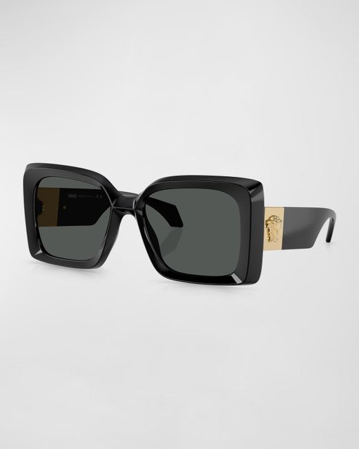 Versace Black Medusa Plaque Oversized Square Sunglasses