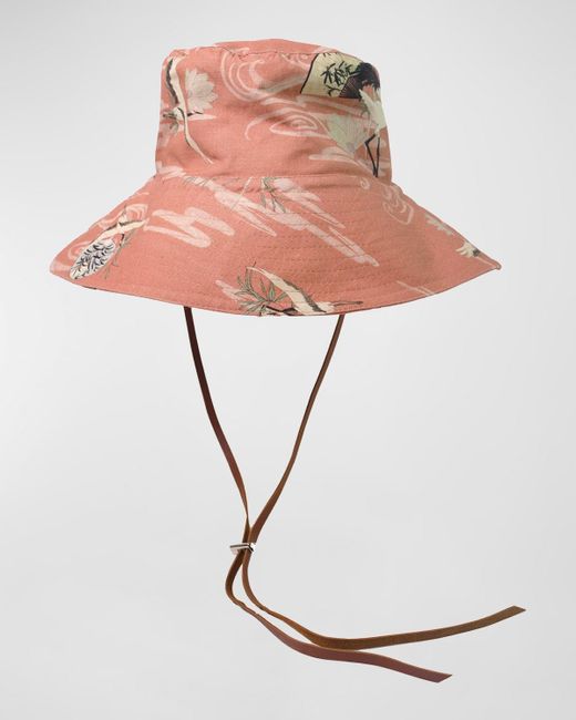 Sensi Studio Pink Safari Linen-Blend Bucket Hat
