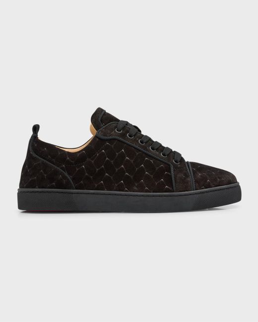 Christian Louboutin Black Louis Junior Braided Leather Low-Top Sneakers for men