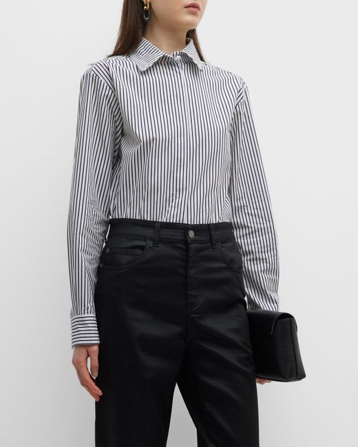 Emporio Armani Gray Striped Poplin Button-down Shirt