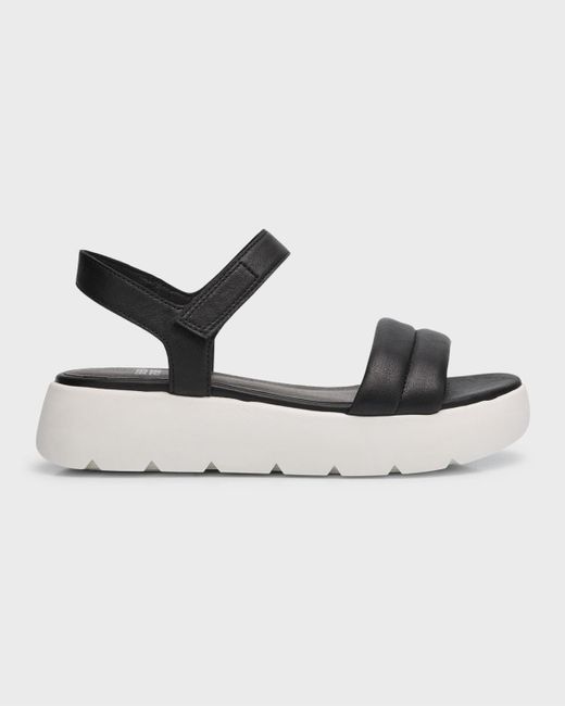 Eileen Fisher White Leather Ankle-Grip Platform Sandals