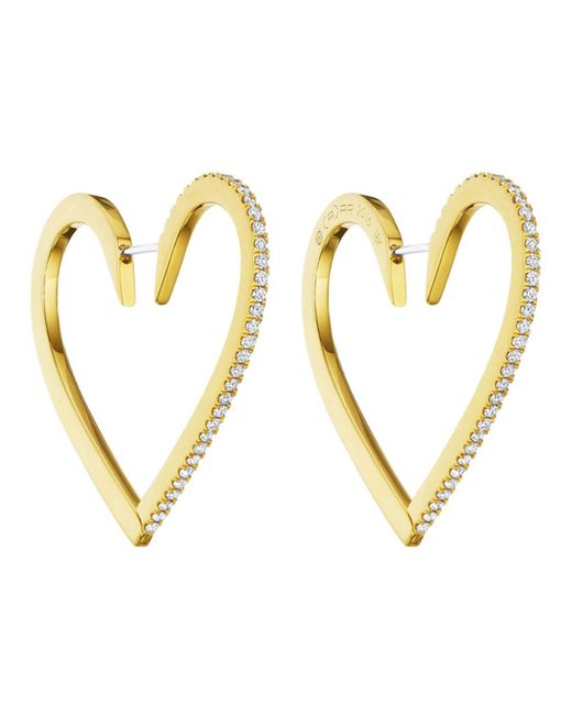 CADAR Metallic 18k Gold Large Diamond Heart Hoop Earrings