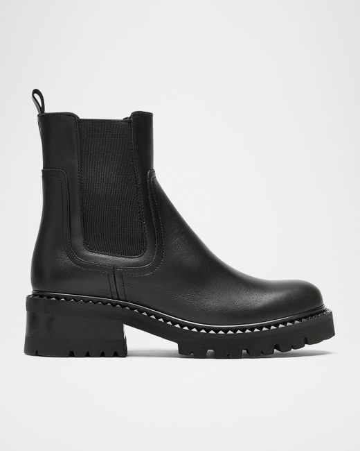 La Canadienne Black Cory Leather Lug-Sole Chelsea Booties