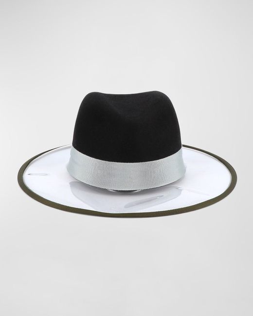 D'Estree White Two-tone Christopher Wool-blend Fedora Hat