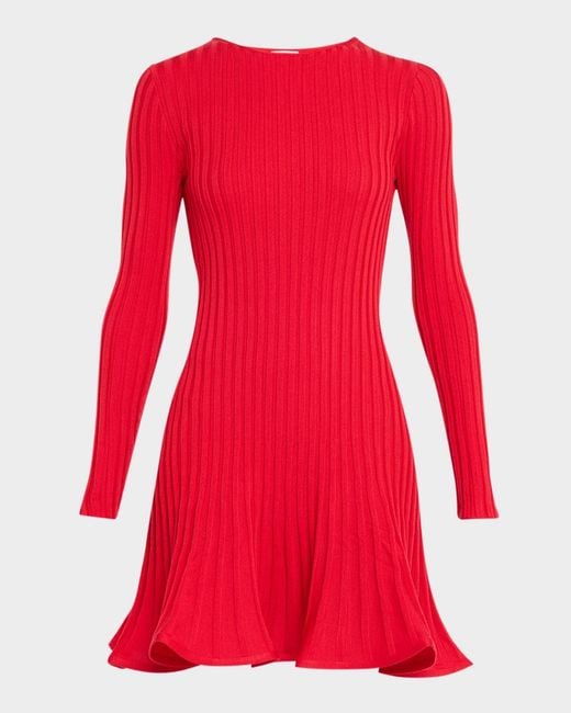 Akris Punto Reversed Rib Knit Mini Dress in Red | Lyst Akris Punto Reversed Rib Knit Mini Dress in Red | Lyst