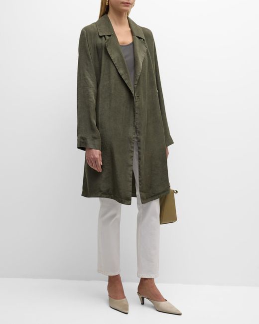 Eileen Fisher Multicolor Notched-Lapel Garment-Dyed Woven Coat