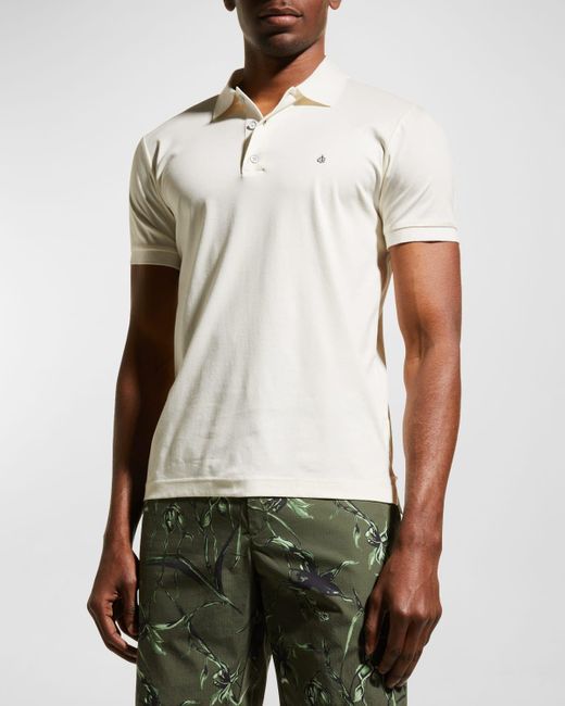 Rag & Bone White Interlock Knit Polo Shirt for men