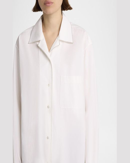 The Row White Ashlin Topstitched Button-Down Shirt