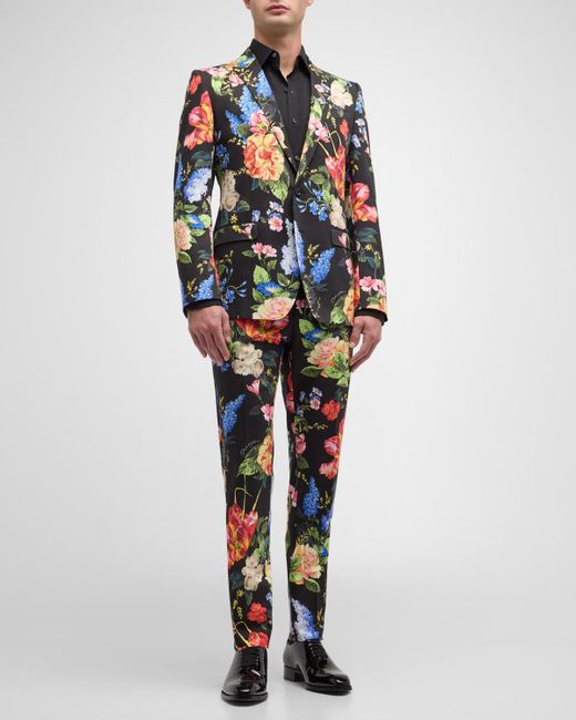 Dolce & Gabbana Multicolor Dg Floral Cotton Gabardine Suit for men