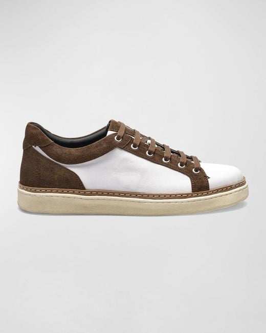 Di Bianco Brown Binetto Mix-leather Low-top Sneakers for men