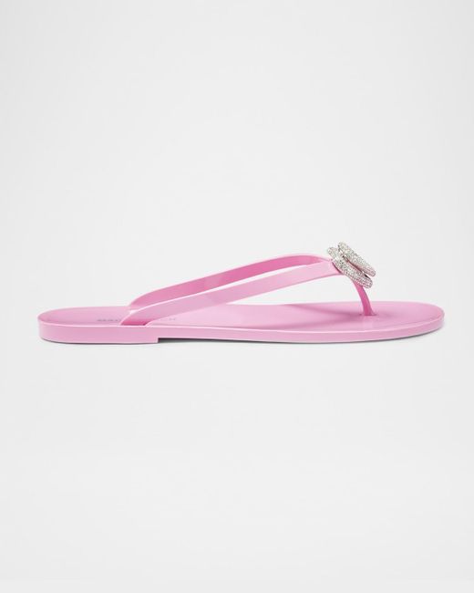 Mach & Mach Pink Double Heart Rubber Thong Sandals