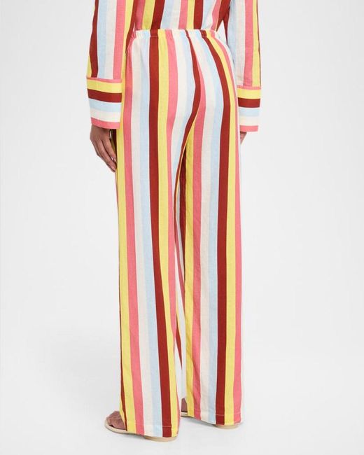 Solid & Striped Red The Ashling Striped Linen Pants