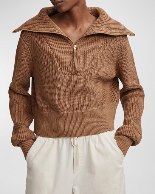 Varley Brown Mentone Half-Zip Knit Pullover