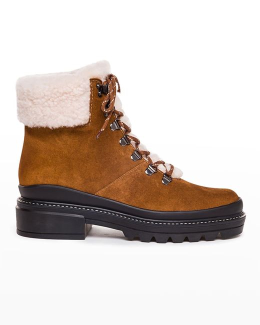 Bernardo Dash Suede Shearling Lace-up Boots in Brown | Lyst