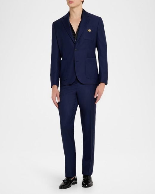 Versace Blue Apos;S Wool Single-Breasted Blazer for men