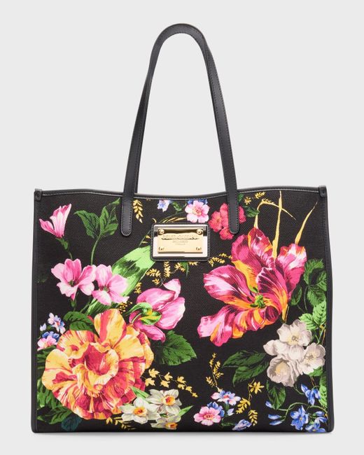 Dolce & Gabbana Red Dg Floral-print Shopper Tote Bag