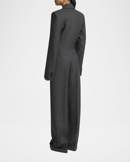 Givenchy Gray Wrap-Effect Grain De Poudre Wool Jumpsuit