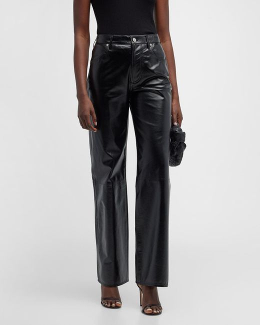 Citizens of Humanity Annina Wide-leg Patent Leather Pants in Black | Lyst