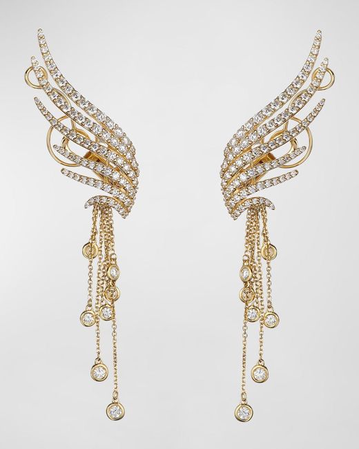 Krisonia Metallic 18k Rose Gold Dangle Earrings With Diamonds