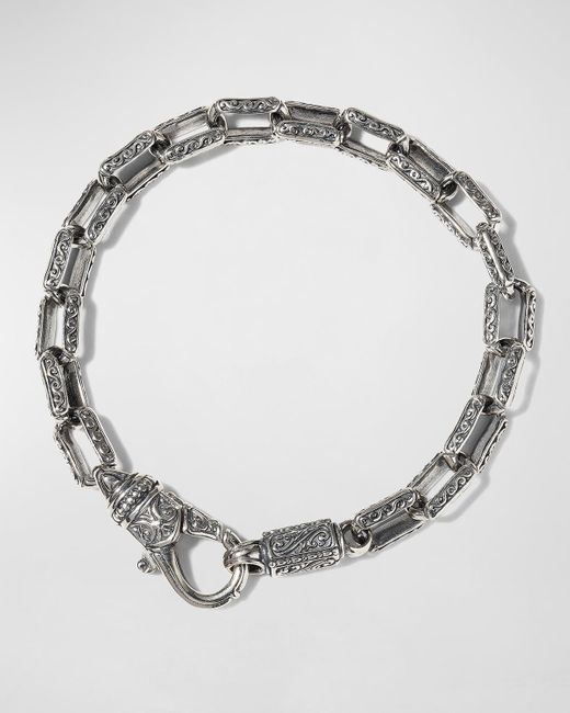 Konstantino Metallic Etched Rectangular Link Bracelet for men