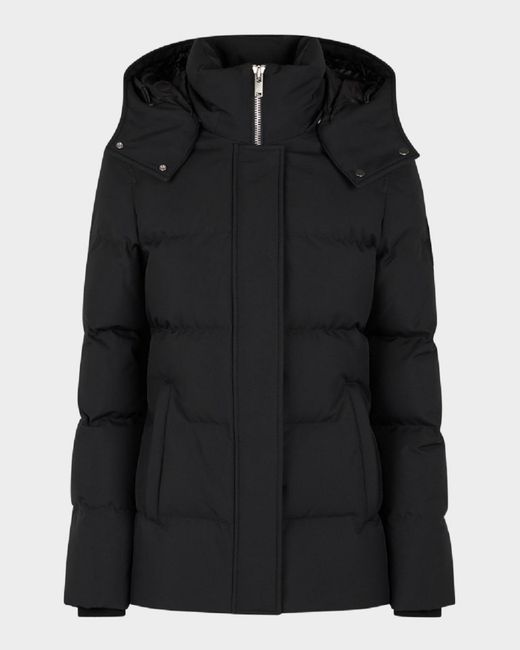 Moose Knuckles Black Shearling-Trimmed Down Puffer Jacket