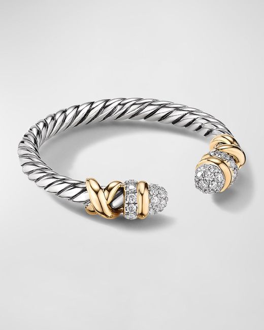 David Yurman Metallic Petite Helena Ring With Pavé Diamonds And 18k Gold, 2.5mm
