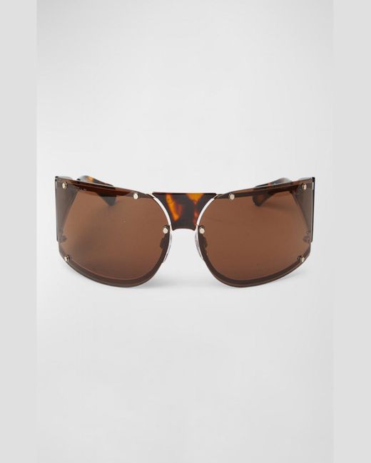 Off-White c/o Virgil Abloh Brown Kenema Rimless Wrap Sunglasses for men