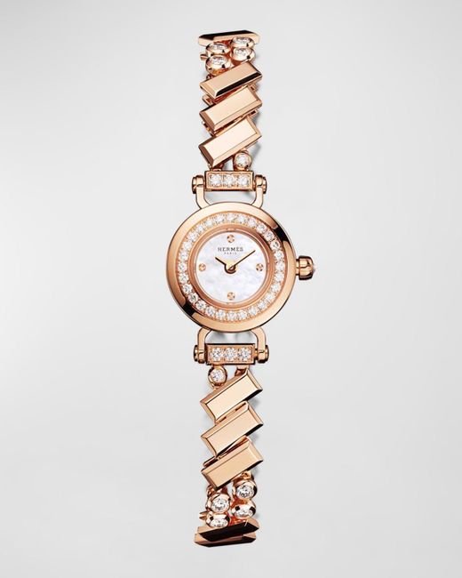 Hermès White Faubourg Polka Watch, Mini Model, 15 Mm