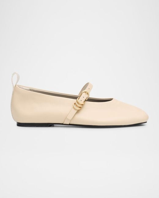 Rag & Bone White Spire Leather Mary Jane Ballerina Flats
