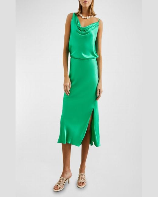Rails Green Maya Satin Midi Skirt
